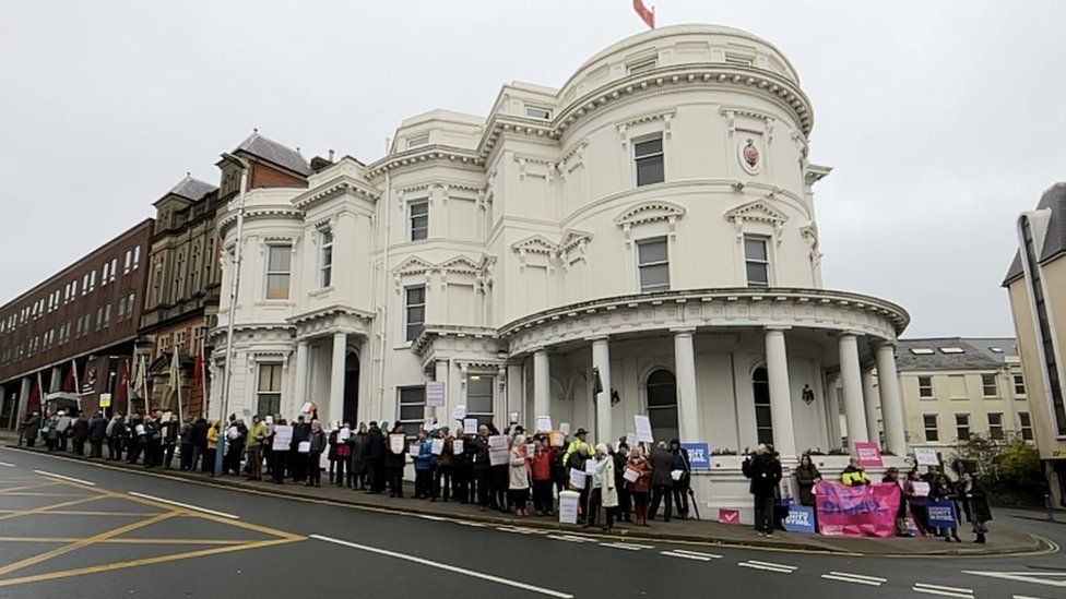 Demonstration outside Tynwald