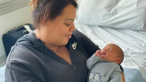 Jemma and her newborn son, Hugo