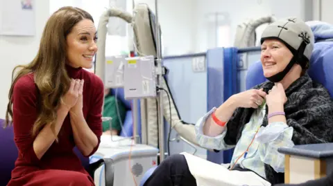 PA Media Catherine spoke to patients on her visit to the Royal Marsden Hospital