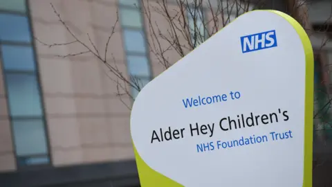 Getty Images A sign outside Alder Hey Children's Hospital in Liverpool, northwest England.