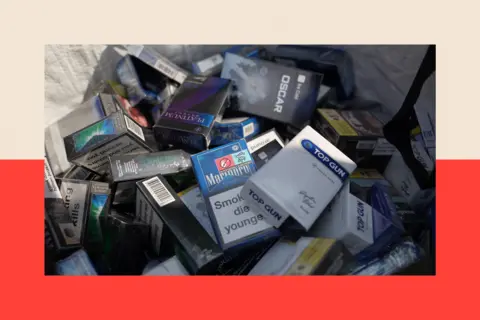 BBC/Phillip Edwards illegal packs of cigarettes