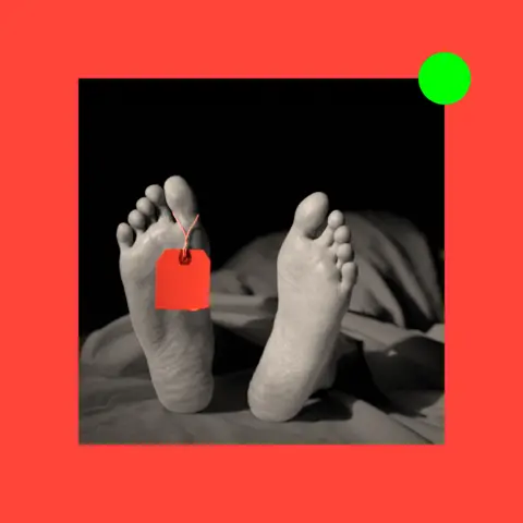 BBC A treated image of a human body placed on a medical gurney.