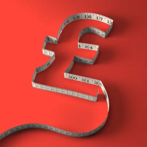 BBC A pound sign etched out with a tape measure 