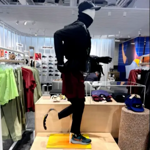 BBC Morning Live A mannequin with a running blade on display in store